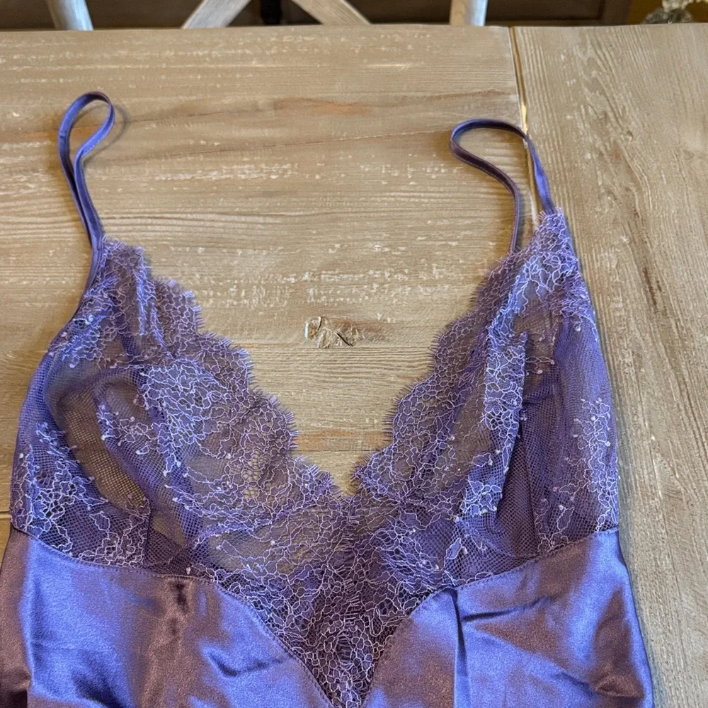 Victoria's Secret Lavender Satin Lace Slip Dress Lingerie - Large - Like New - Picture 5 of 14
